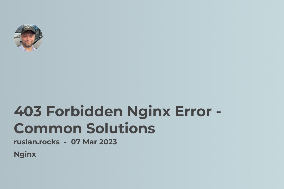 403 Forbidden Nginx Error - Common Solutions