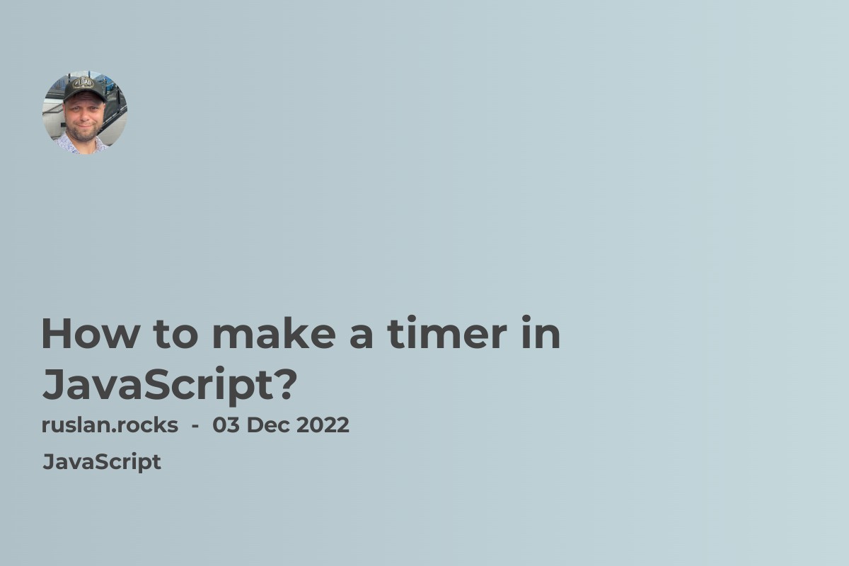 How to make a timer in JavaScript?