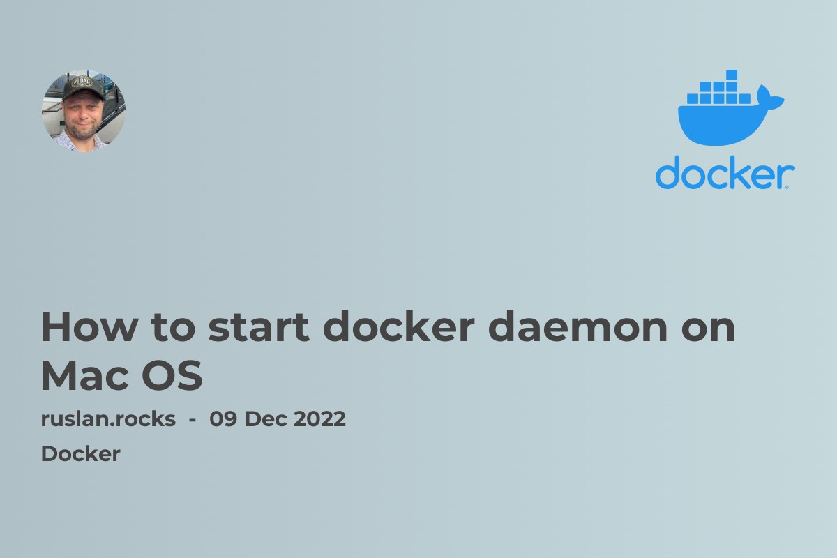 How to start docker daemon on Mac OS
